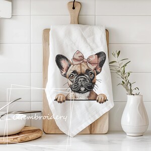French Bulldog Embroidery Design, Peaking Frenchie Girl Dog Embroidery File Bulldog Dog Lover Machine Embroidery, Frenchie Mom Embroidery