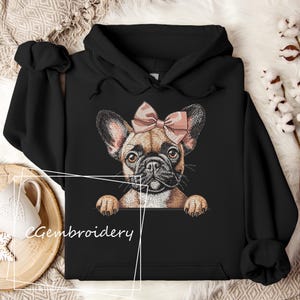 French Bulldog Embroidery Design, Peaking Frenchie Girl Dog Embroidery File Bulldog Dog Lover Machine Embroidery, Frenchie Mom Embroidery