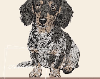 Dachshund Embroidery Design, Cute Dachshund Dog Embroidery File Badger Dog Wiener Pet Dog Lover Machine Embroidery Dackel Weenie Dog Stitch
