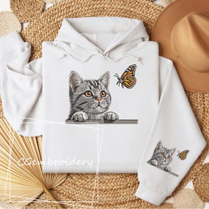 Cat Embroidery Design, Cat and Butterfly Embroidery, Cat Peeking Cat Lover Gift, Funny Cat Mom Machine Embroidery Pattern, Cute Cat Kitten