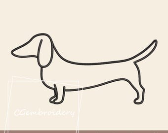 Dachshund Dog Embroidery Design, Dachshund Line Art Doodle Dog Embroidery File, Dachshund Pet Dog Lover Machine Embroidery, Wiener, Doxie