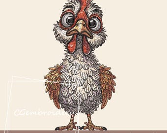 Funny Crazy Chicken Embroidery Design, Chicken Embroidery Design, Farm Chicken Lady Machine Embroidery Pattern, Farm Animal Embroidery File
