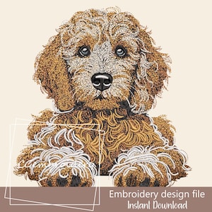 Braun Goldendoodle Stickdatei, Golden Doodle Hund Stickdatei Labradoodle Cockapoo Golden Doodle Hundeliebhaber Maschinenstickerei