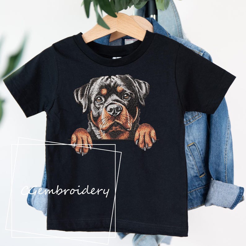 Rottweiler Dog Embroidery Design, Cute Rottweiler Peaking Dog Embroidery File Rottweiler Lover Machine Embroidery Rottweiler Mom Embroidery