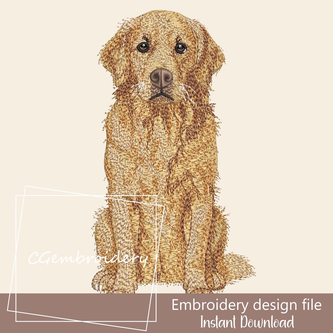 Golden Retriever Embroidery Design, Cute Golden Dog Embroidery File ...