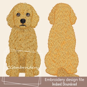 Goldendoodle Stickdatei, Vorderseite & Rückseite Golden Doodle Stickdatei Labradoodle Cockapoo Golden Doodle Hundeliebhaber Maschinenstickerei