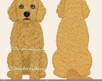 Goldendoodle Embroidery Design, Front & Back Golden Doodle Embroidery File Labradoodle Cockapoo Golden Doodle Dog Lover Machine Embroidery