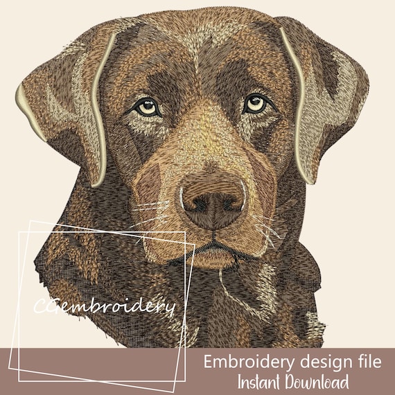 チョコレート ラブラドールの刺繍デザイン、ラブラドール レトリバーの