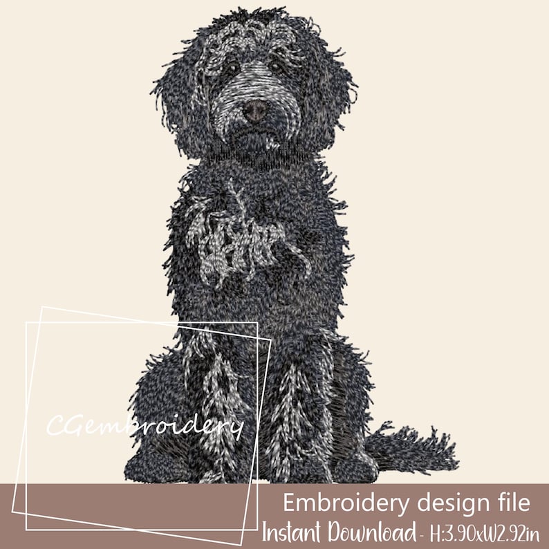 Black Goldendoodle Embroidery Design, Cute Golden Doodle Dog Embroidery File Labradoodle Cockapoo Golden Doodle Dog Lover Machine Embroidery
