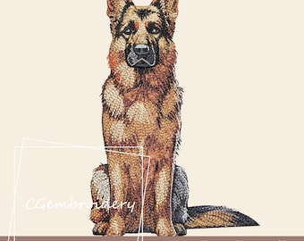 German Shepherd Embroidery Design, Cute German Shepherd Dog Embroidery File Shepherd Dog Lover Machine Embroidery, Pet Embroidery Pattern