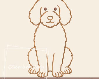 Goldendoodle broderidesign, linjekonst Golden Doodle hundbroderi, Labradoodle Cockapoo Golden Doodle husdjur hundälskare maskinbroderi
