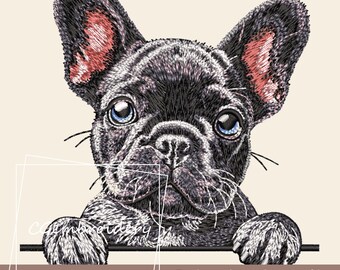 Französische Bulldogge Stickdatei, Niedliche Französische Bulldogge Stickdatei Bulldogge Hundeliebhaber Maschinenstickerei Französische Bulldogge Mama Stickerei