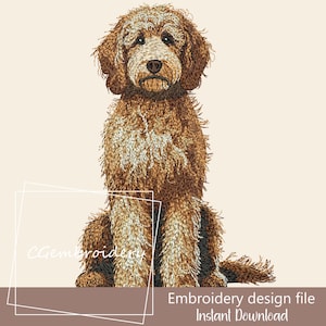 Braun Goldendoodle Stickdatei, Golden Doodle Hund Stickdatei Labradoodle Cockapoo Golden Doodle Hundeliebhaber Maschinenstickerei