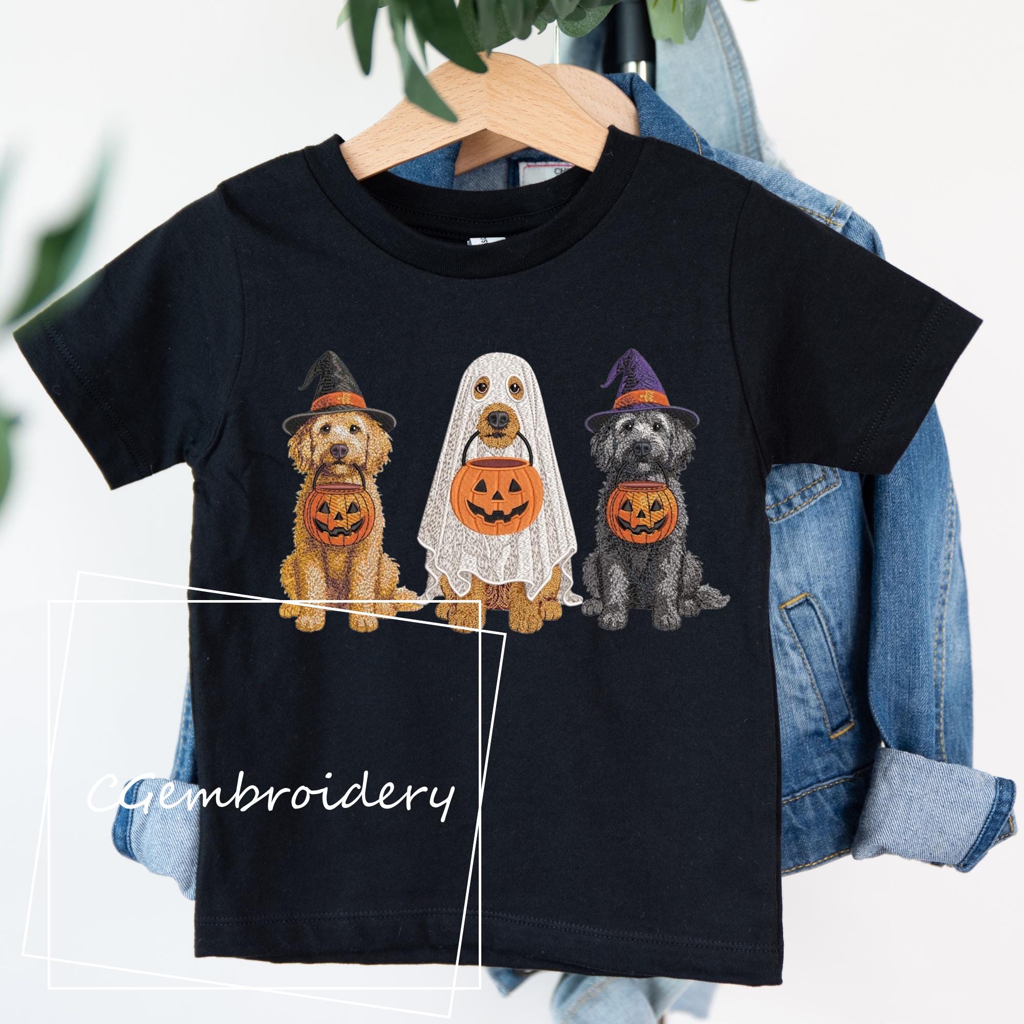 Goldendoodle Halloween Dog Row Embroidery Design, Spooky Costume Doodle ...