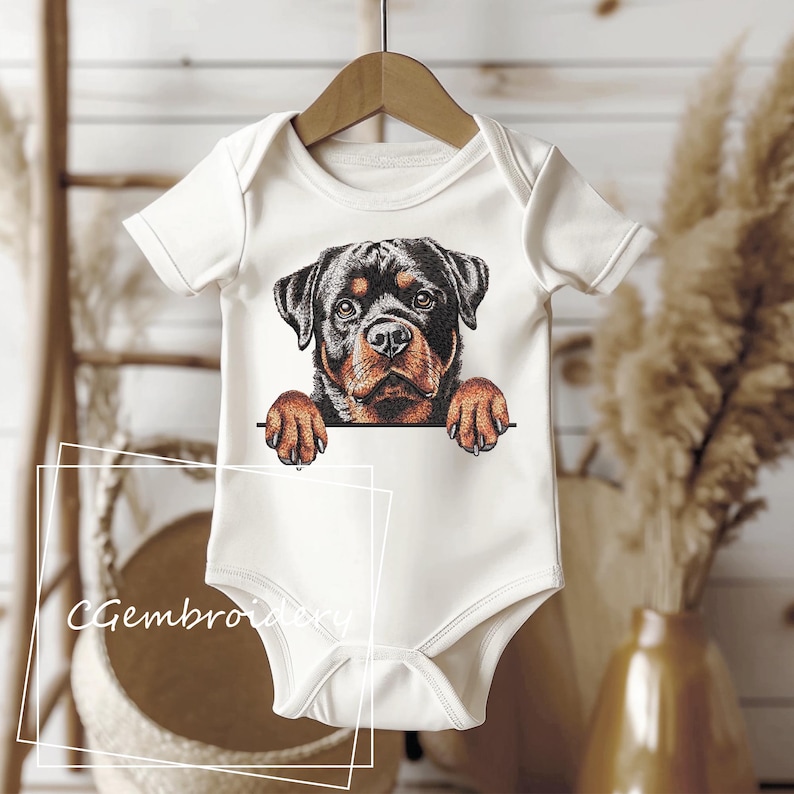 Rottweiler Dog Embroidery Design, Cute Rottweiler Peaking Dog Embroidery File Rottweiler Lover Machine Embroidery Rottweiler Mom Embroidery