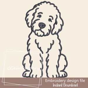 Goldendoodle Stickdatei, Linie Art Golden Doodle Hundestickerei, Labradoodle Cockapoo Golden Doodle Haustier Hundeliebhaber Maschinenstickerei