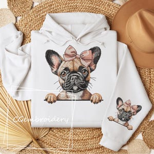French Bulldog Embroidery Design, Peaking Frenchie Girl Dog Embroidery File Bulldog Dog Lover Machine Embroidery, Frenchie Mom Embroidery