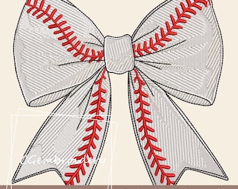 Sports Baseball Bow Embroidery File, Coquette Bow Baseball Embroidery File, Sassy Baseball Sport Coquette Hairbow Machine Embroidery Pattern