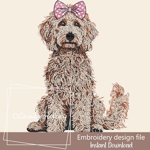 Braun Goldendoodle Stickdatei Süßes Mädchen Golden Doodle Hund Stickdatei Labradoodle Cockapoo Golden Doodle Liebhaber Maschinenstickerei
