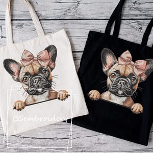 French Bulldog Embroidery Design, Peaking Frenchie Girl Dog Embroidery File Bulldog Dog Lover Machine Embroidery, Frenchie Mom Embroidery