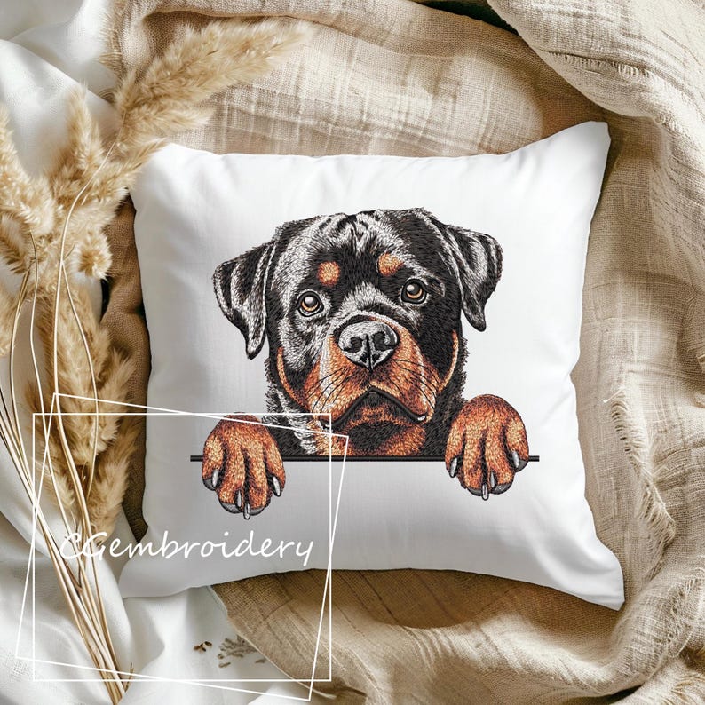 Rottweiler Dog Embroidery Design, Cute Rottweiler Peaking Dog Embroidery File Rottweiler Lover Machine Embroidery Rottweiler Mom Embroidery