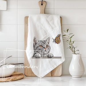 Cat Embroidery Design, Cat and Butterfly Embroidery, Cat Peeking Cat Lover Gift, Funny Cat Mom Machine Embroidery Pattern, Cute Cat Kitten