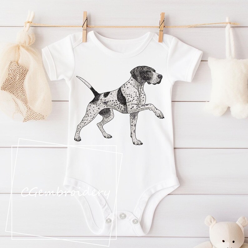 Pointer Embroidery Design, Pointing GSP Dog Embroidery File, German Shorthaired Pointer Machine Embroidery, Pointer Hunting Dog Embroidery