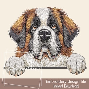 St Brenard Dog Embroidery Design, Cute Saint Bernard Peaking Dog Embroidery File Bernard Lover Machine Embroidery St. Bernard Mom Embroidery