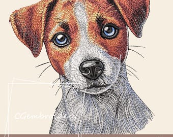 Jack Russel Hund Stickdatei, Süßer Terrier Stickdatei, Jack Russel Terrier Maschinenstickerei, Haustier Jack Russel Mama