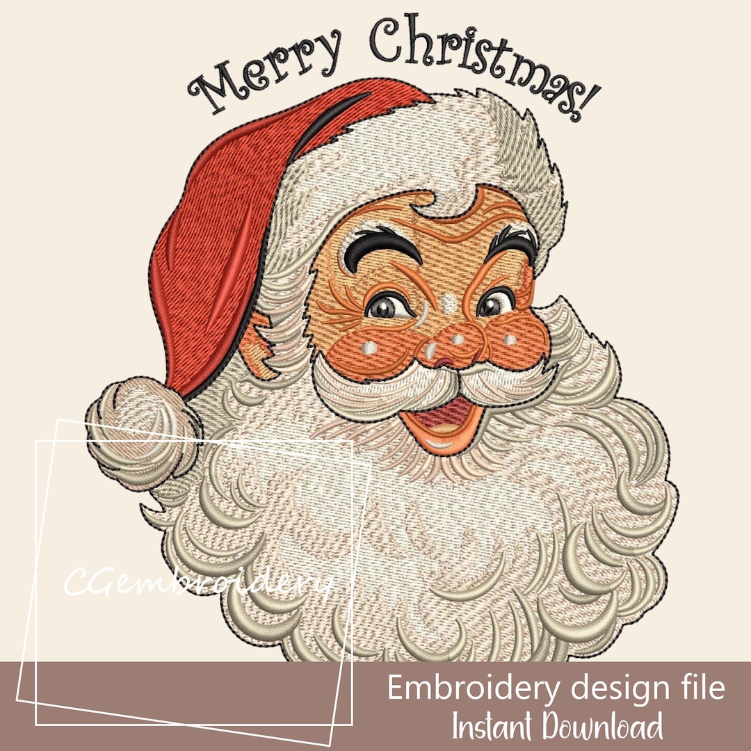 Embroidery Design Rocker Santa Retro Santa Christmas Embroidery Design, Vintage Christmas Embroidery ...