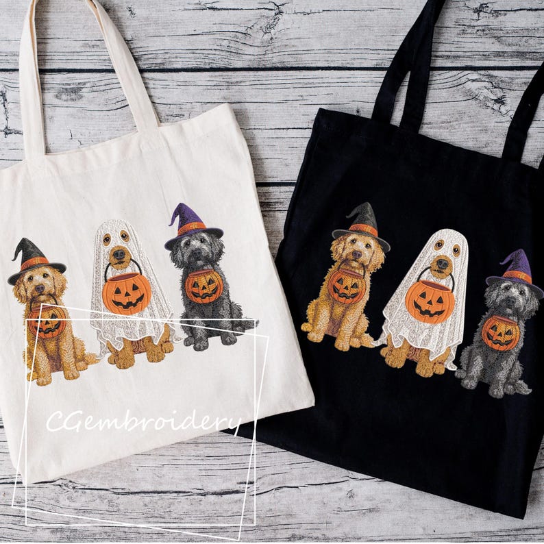 Goldendoodle Halloween Dog Row Embroidery Design, Spooky Costume Doodle ...