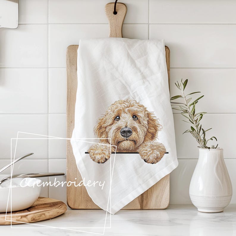 Goldendoodle Embroidery Design, Cute Golden Doodle Dog Embroidery File Labradoodle Cockapoo Golden Doodle Pet Dog Lover Machine Embroidery
