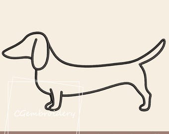 Dachshund Dog Embroidery Design, Dachshund Line Art Doodle Dog Embroidery File, Dachshund Pet Dog Lover Machine Embroidery, Wiener, Doxie