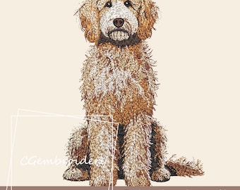 Cream Goldendoodle Embroidery Design, Cute Golden Doodle Dog Embroidery File Labradoodle Cockapoo Golden Doodle Dog Lover Machine Embroidery