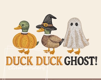 Halloween Duck Ghost Embroidery Design, Halloween Duck Costume Embroidery File Pumpkin Witch Ghost Halloween Machine Embroidery Spooky Vibes