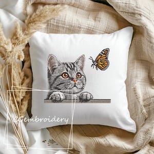 Cat Embroidery Design, Cat and Butterfly Embroidery, Cat Peeking Cat Lover Gift, Funny Cat Mom Machine Embroidery Pattern, Cute Cat Kitten