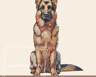 German Shepherd Embroidery Design, Cute German Shepherd Dog Embroidery File Shepherd Dog Lover Machine Embroidery, Pet Embroidery Pattern