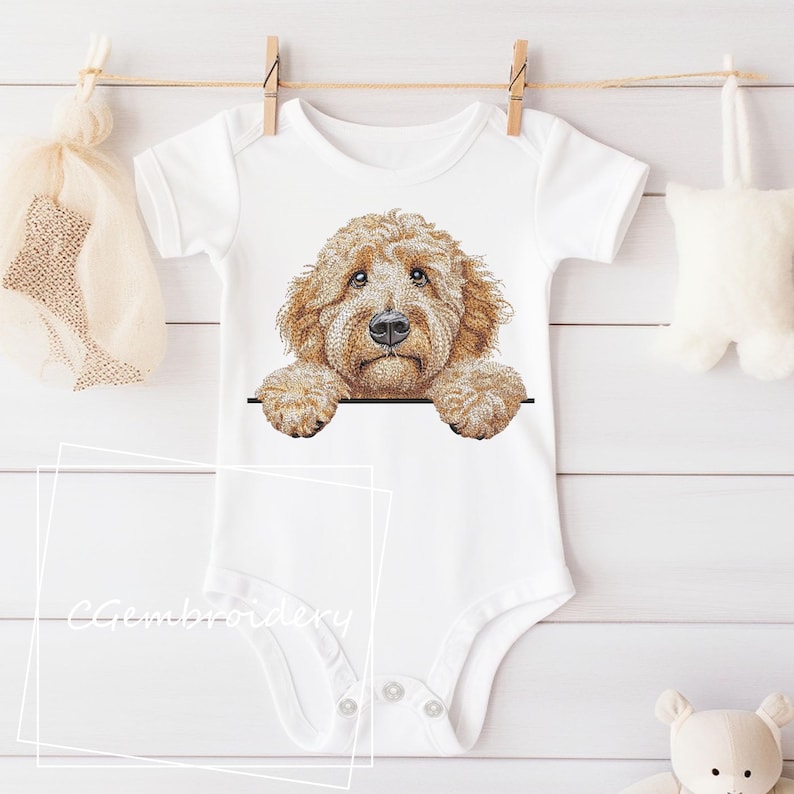 Goldendoodle Embroidery Design, Cute Golden Doodle Dog Embroidery File Labradoodle Cockapoo Golden Doodle Pet Dog Lover Machine Embroidery