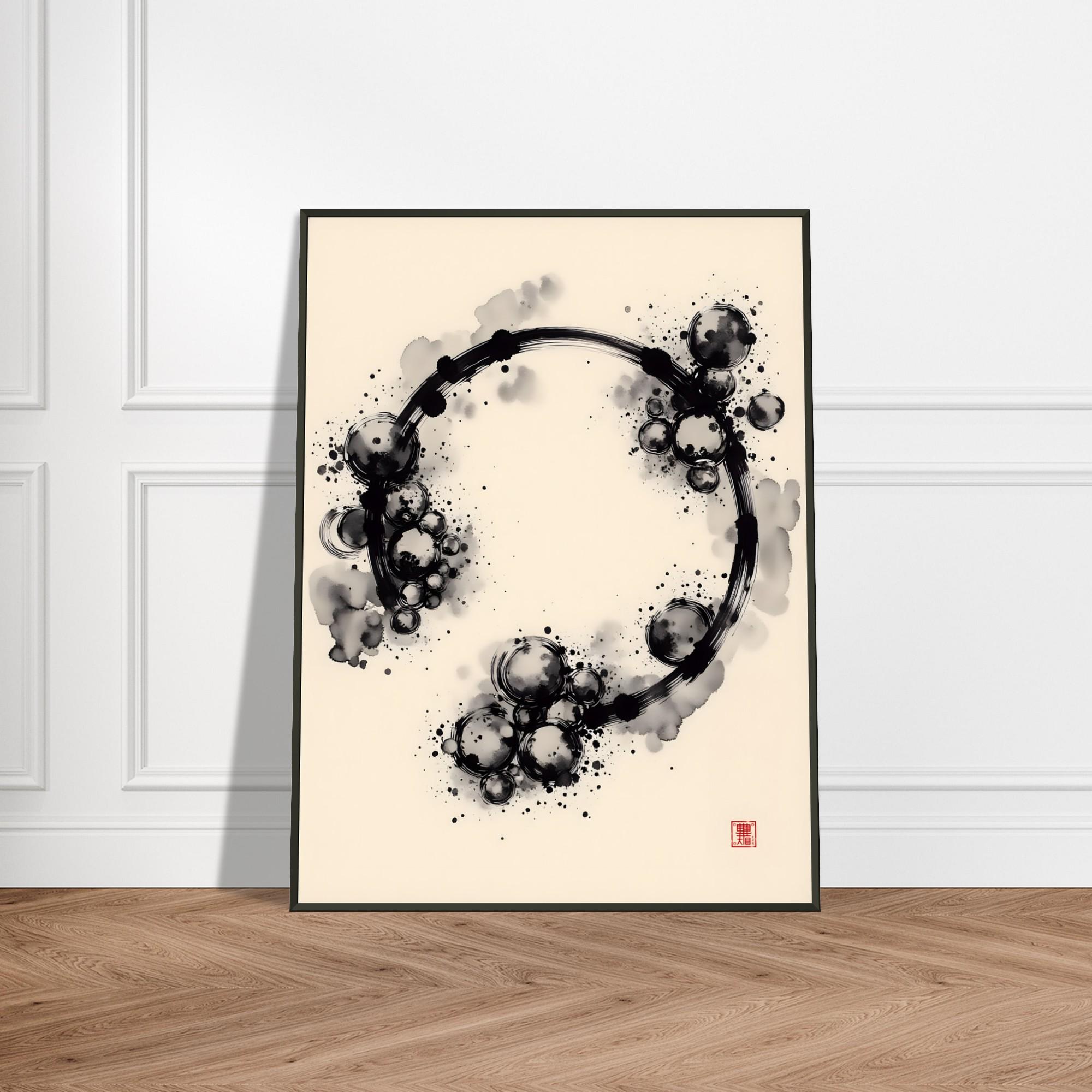 円形の水墨画 花 黒フレーム il_fullxfull.7179765662_asxu.jpg