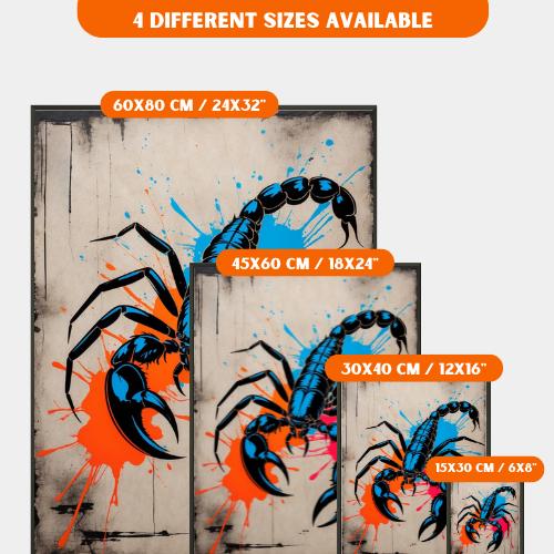 Vibrant Scorpion Art Print – Bold Japanese-inspired Ink Splash