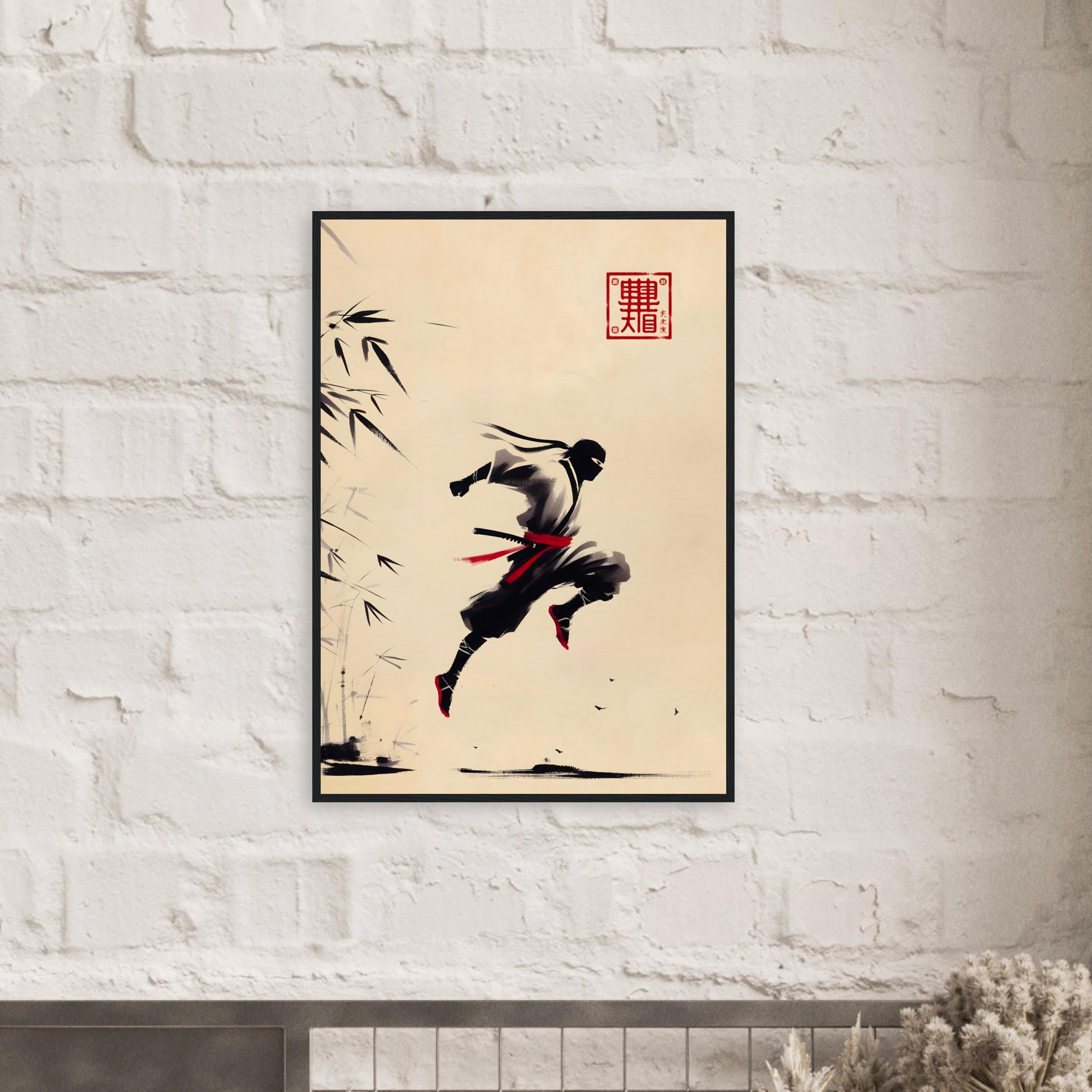 Japanese Ninja Art Poster – Minimalist Wall Decor – Museum