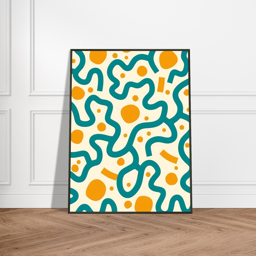 Playful Mid-century Modern Wall Art – Abstract Retro Pattern With