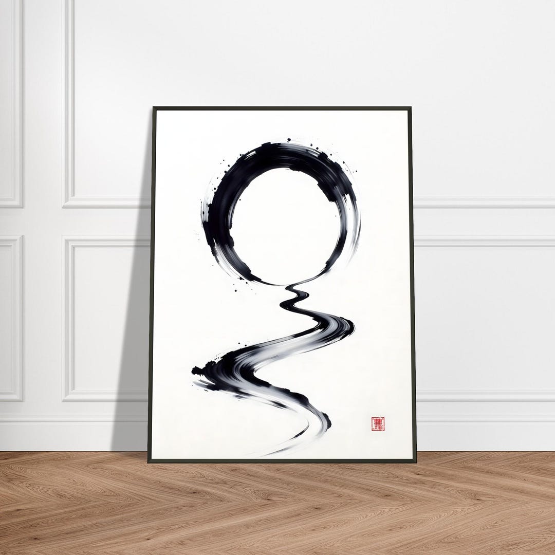 Enso Circle With Zen Path Print – Japanese Sumi-e Brushstroke Art ...