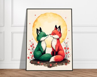 橋本観雪様式の日本の狐の絵画アートプリント（複製） - Etsy 日本