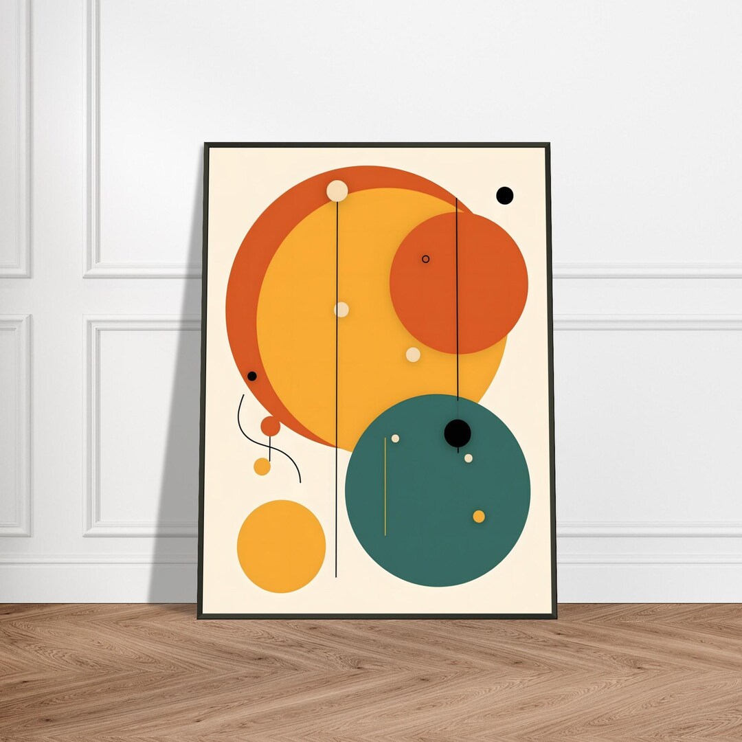 Mid Century Modern Abstract Print – Geometric Wall Art, Retro Circles ...