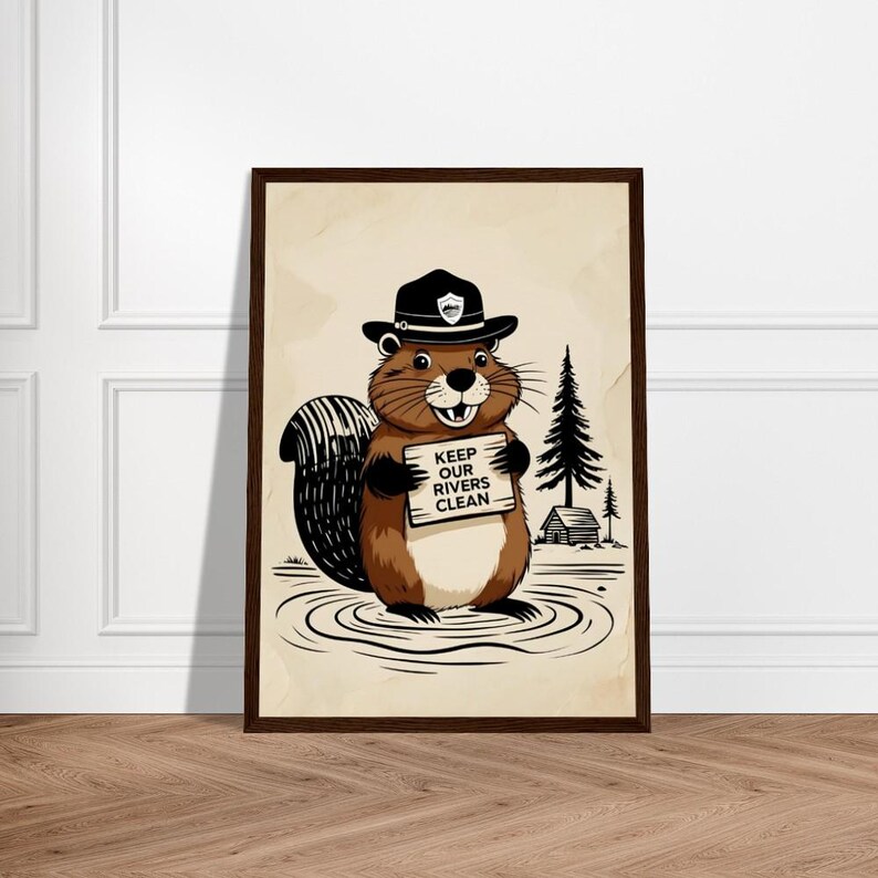 Conservation Beaver Illustration – Cute Forest Animal Ranger Promoting ...