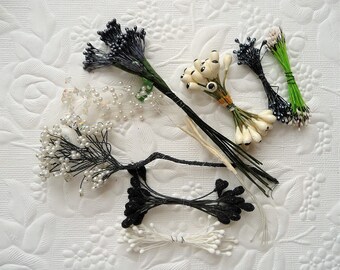 EASTER SALE new fern fronds 48 leaves in a set destash lot vintage bridal floral craft supplies White Vintage Millinery leaf lot