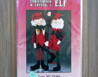 Christmas Stuffed Elf Dolls by Pear Blossom Patterns, 36" Boy and Girl Dolls NEW