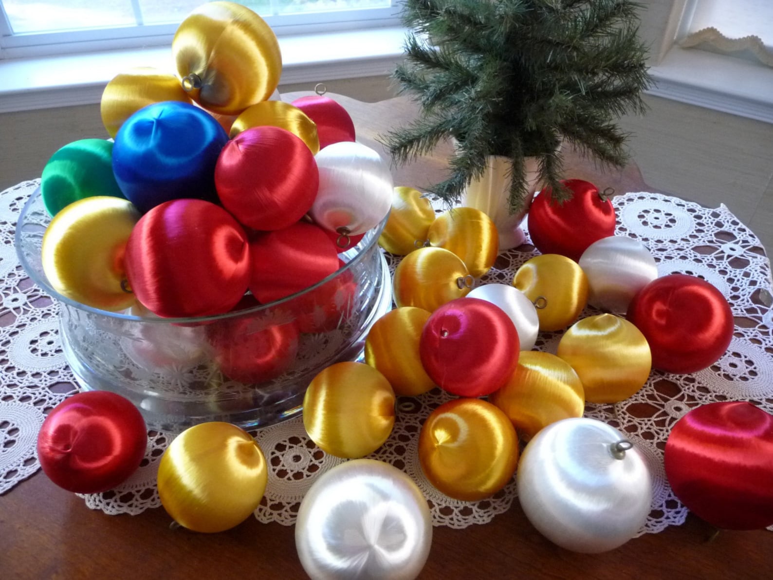 Vintage Christmas Satin Ball Styrofoam Ornaments LOT of 44 for Etsy