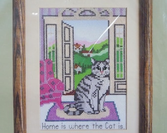 Vintage Kitty Cross Stitch Kit "Home Is Where the Cat Is" by Something Special 1988 NEW